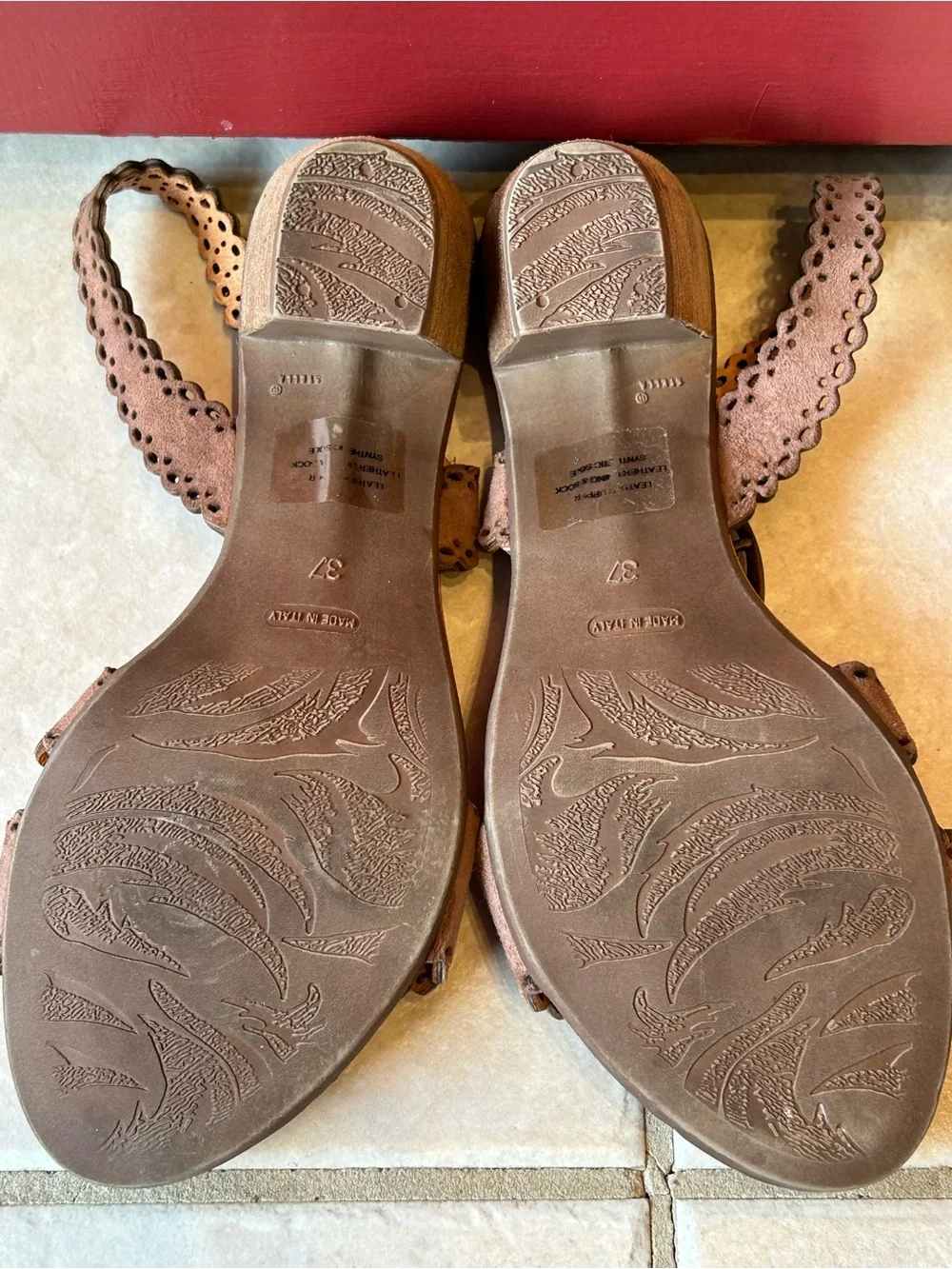 SUNDANCE s37 eu Brwn Cut Out Scalloped  Slingbacks-leather in/out-LOOK NEW!